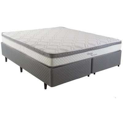 Cama Box Queen Size Herval Ômega Pillow Top e Molas Ensacadas Cinza