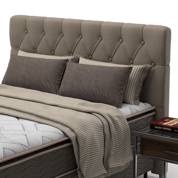 Cabeceira para Cama Queen Size Probel Califórnia em Tecido Suede Bege Cabeceira para Cama Queen Size Probel Califórnia em Tecido Suede Bege