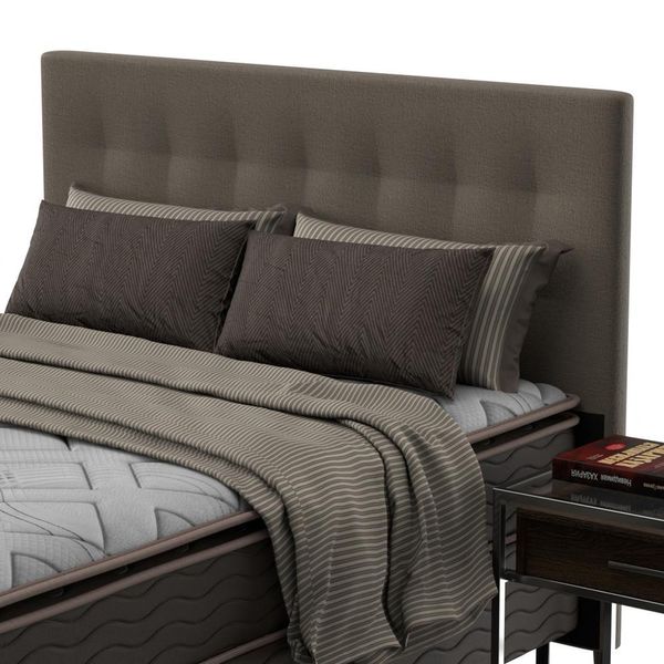 Cabeceira para Cama King Size Probel Texas em Tecido Suede Bege