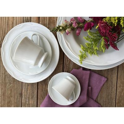 Conjunto de Pratos de Sobremesa Germer Cottage em Porcelana 20,5 cm 6 Peças Branco