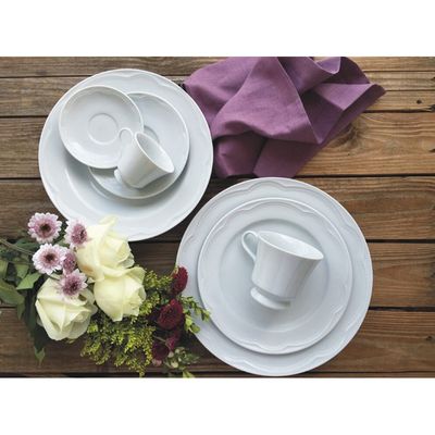 Conjunto de Pratos de Sobremesa Germer Cottage em Porcelana 20,5 cm 6 Peças Branco