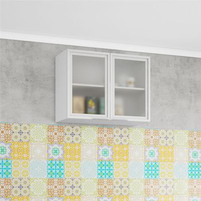 Armário Aéreo Rubi com 2 Portas de Vidro Bartira Branco