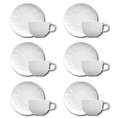 Conjunto de Xícaras para Café Germer Orgânico em Porcelana 80 ml 6 Peças Branco