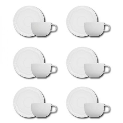 Conjunto de Xícaras para Café Germer Shell em Porcelana 80 ml 6 Peças Branco