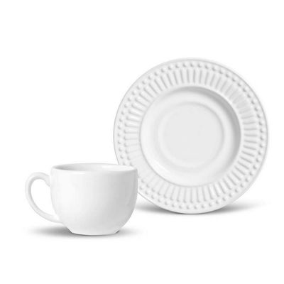Conjunto de Xícaras de Chá Porto Brasil Roma em Faiança Feldspática 160ML 6 Peças Branco