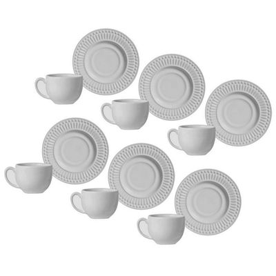 Conjunto de Xícaras de Chá Porto Brasil Roma em Faiança Feldspática 160ML 6 Peças Branco