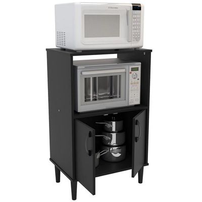 Armário para Micro-ondas Politorno Facility com 2 Portas Preto