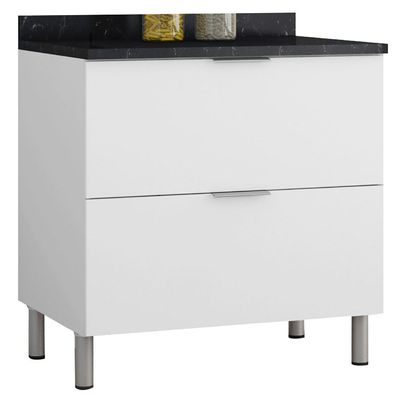 Balcão Duplo Rubi com 2 Gavetões Bartira Branco