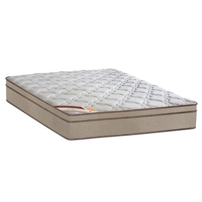 Cama Box Queen Size Castor Revolution com Mola Bonnel 66x158x198cm Branco com Bege