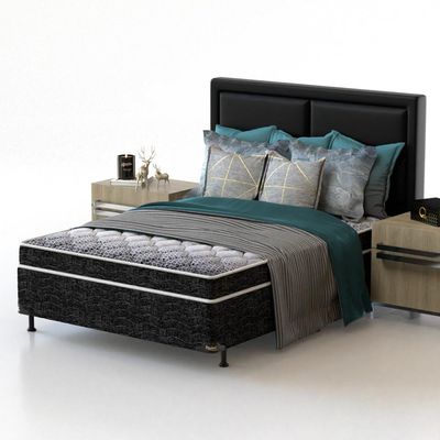 Cama Box de Casal Guarda Costas Espuma D23 52x138x188cm Probel Branco com Preto