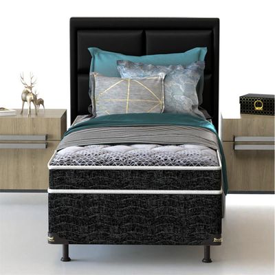 Cama Box de Solteiro Guarda Costas Espuma D23 52x88x188cm Probel Branco com Preto