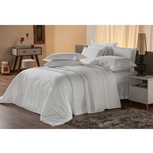 Jogo de Cama King Plumasul Harmonious White 230 Fios com 4 Peças Branco