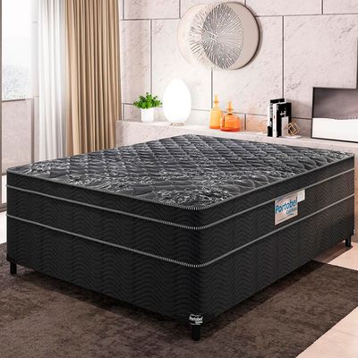 Cama Box de Casal e Colchão de Casal Portobel Diplomata Orthopedic Preto