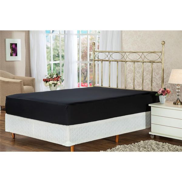 Lençol com Elástico King Soft Touch Plumasul Preto