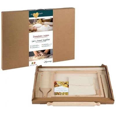 Conjunto para Preparo de Pastas Eppicotispai em Madeira 5 Peças Bege
