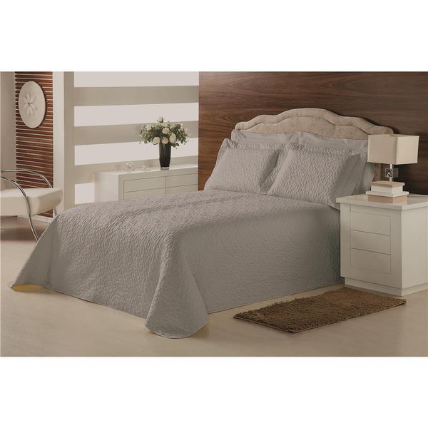 Colcha Matelassê Casal Plumasul em Poliéster e Microfibra com Soft Touch Cinza