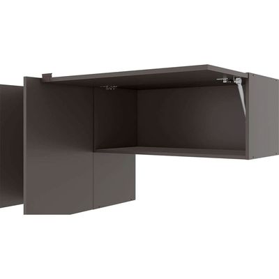 Cozinha Completa Bartira Joy com 11 Portas 2 Gavetas 5 Prateleiras e Nicho para Micro-ondas 244,5cm Grafite