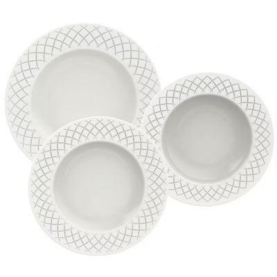 Conjunto com 12 Pratos Tramontina Ingrid em Porcelana Branco