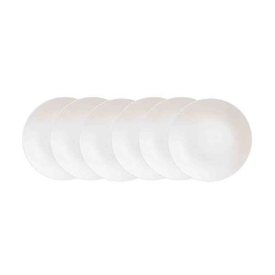 Conjunto com 6 Pratos Rasos Tramontina Leonora em Porcelana 25 cm Branco