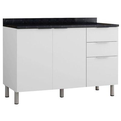 Cozinha Completa Bartira Rubi com 5 Portas, 3 Gavetas e 3 Prateleiras Branco