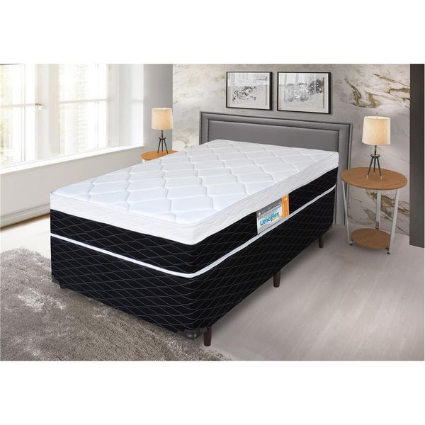 Cama Box de Solteiro Umaflex Fascinium com Molas Ensacadas 67x88x188 cm Preto com Branco Cama Box de Solteiro Umaflex Fascinium com Molas Ensacadas 67x88x188 cm Preto com Branco