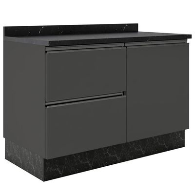 Cozinha Completa Bartira Línea com 11 Portas 8 Gavetas 6 Prateleiras e Bancada Gourmet Grafite