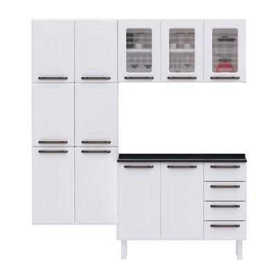 Cozinha Compacta Colomarq Titanium com 11 Portas, 4 Gavetas e 7 Prateleiras Branco