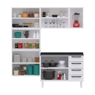 Cozinha Compacta Colomarq Titanium com 11 Portas, 4 Gavetas e 7 Prateleiras Branco