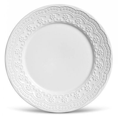 Conjunto de Prato Raso Porto Brasil Madeleine em Faiança Feldspático - 6 Peças Branco