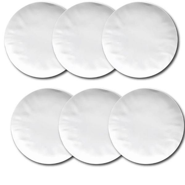 Conjunto de Pratos Rasos Germer Orgânico em Porcelana 6 Peças Branco