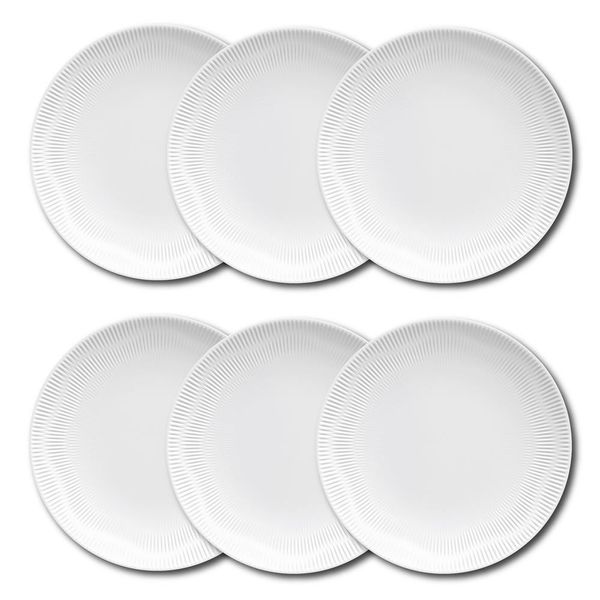 Conjunto de Pratos Rasos Germer Shell em Porcelana 6 Peças Branco