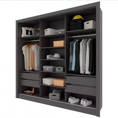 Guarda-Roupa Casal Bartira Village com 3 Portas 4 Gavetas e 243,1cm Grafite