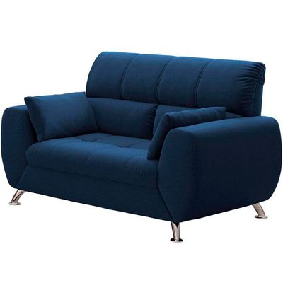 Sofá de 2 Lugares Linoforte Bélgica com 154 cm de Largura e Revestido em Tecido Suede Azul Marinho