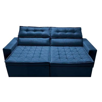 Sofá 4 Lugares Cama inBox Belém Retrátil/Reclinável com 230 cm de Largura e Revestido em Suede Velusoft Azul