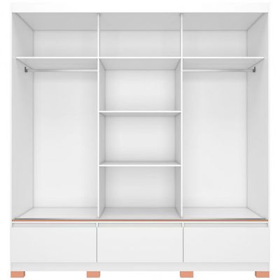 Guarda Roupa Casal Bartira Monza 3 Portas de Correr 3 Gavetas Branco