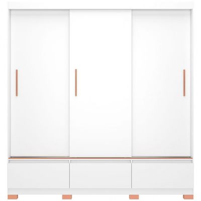 Guarda Roupa Casal Bartira Monza 3 Portas de Correr 3 Gavetas Branco