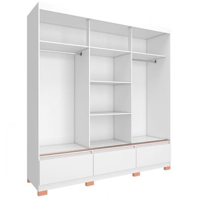 Guarda Roupa Casal Bartira Monza 3 Portas de Correr 3 Gavetas Branco
