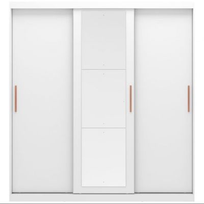 Guarda Roupa Casal Bartira Paris com Espelho 3 Portas de Correr e 2 Gavetas Branco