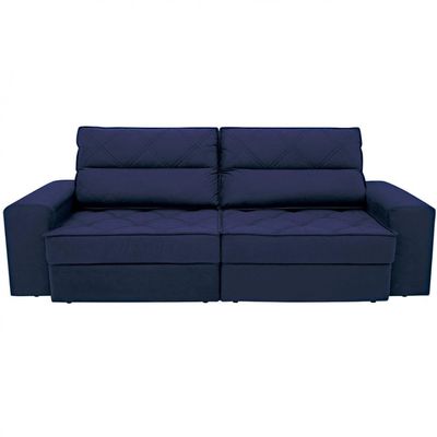Sofá 3 Lugares Fassatti Retrátil e Reclinável em Suede Linoforte Azul Marinho