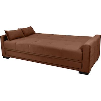Sofá-Cama 3 Lugares Matrix Grazi com Revestimento em Tecido Veludo Cobre