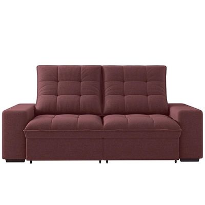 Sofá 3 Lugares Retrátil/Reclinável Linoforte Benetton com Revestimento em Suede Vermelho