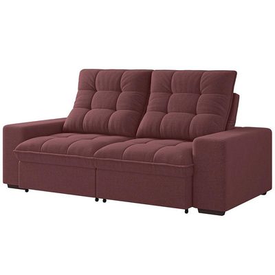 Sofá 3 Lugares Retrátil/Reclinável Linoforte Benetton com Revestimento em Suede Vermelho