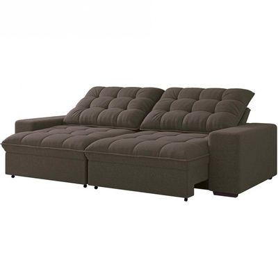 Sofá 4 Lugares Retrátil/Reclinável Linoforte Benetton com Revestimento em Suede Castor