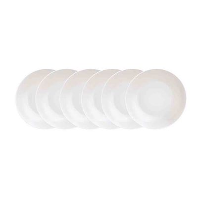 Conjunto com 6 Pratos Fundos Tramontina Leonora em Porcelana 21 cm Branco
