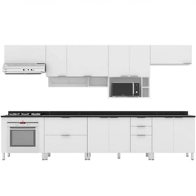 Cozinha Completa Bartira Rubi com 10 Portas, 5 Gavetas e 6 Prateleiras Branco
