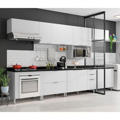 Cozinha Completa Bartira Rubi com 10 Portas, 5 Gavetas e 6 Prateleiras Branco