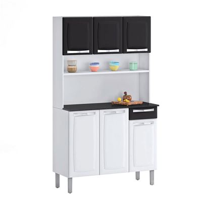 Cozinha Compacta Rose com 6 Portas e 1 Gaveta Itatiaia Branco com Preto
