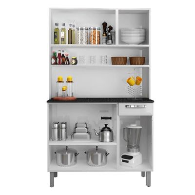 Cozinha Compacta Rose com 6 Portas e 1 Gaveta Itatiaia Branco com Preto