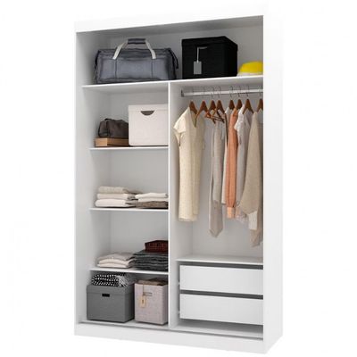 Guarda Roupa Solteiro Bartira Paris com Espelho 2 Portas de Correr Branco