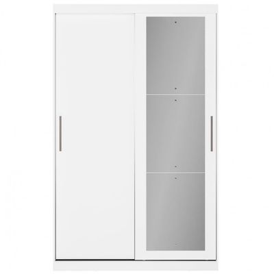 Guarda Roupa Solteiro Bartira Paris com Espelho 2 Portas de Correr Branco